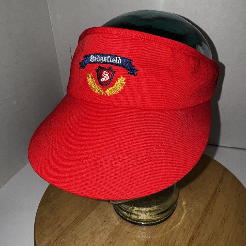 Vintage Springfield Visor Hat Red USA Everdale Golf Country Club Cap